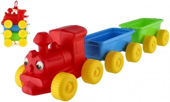 Barevný plastový vláček s vagóny 60 cm