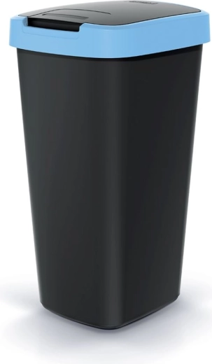 Odpadkový koš Compacta Q Flap 25 l, černý se světle modrým víkem