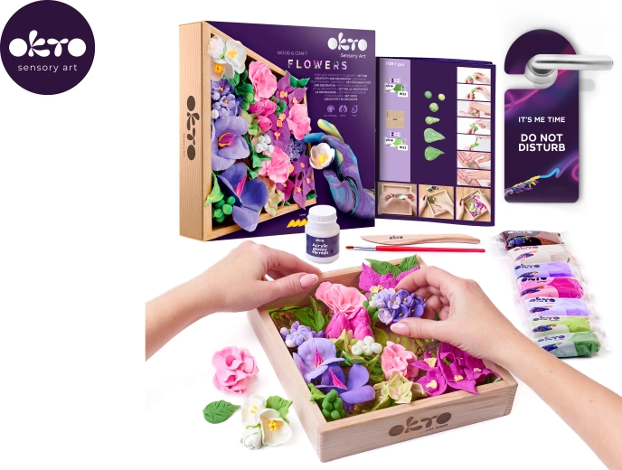 OKTO Inspiration kreativní modelovací sada DIY květiny v dřevěném rámu