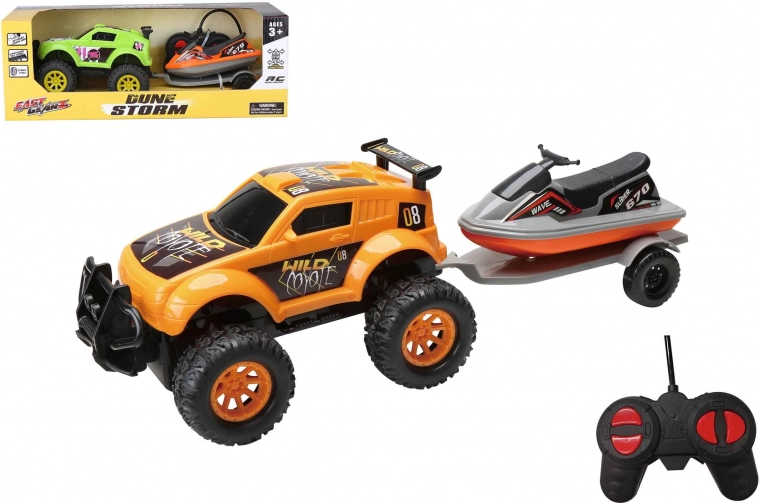Terénní RC Auto s Vodním Skútrem na Dálkové Ovládání