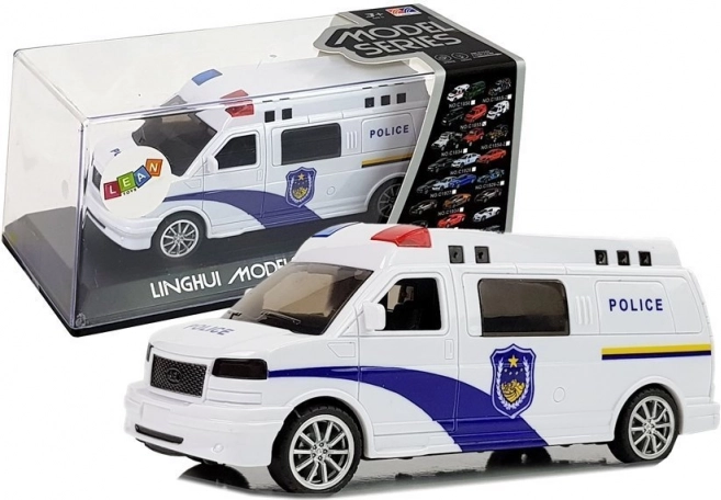 Policejní auto s natahovacím pohonem, světly a zvukem