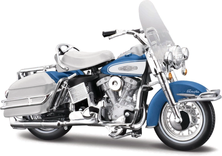 Maisto Harley-Davidson 1966 FLH Electra Glide modro-bílý 1:18