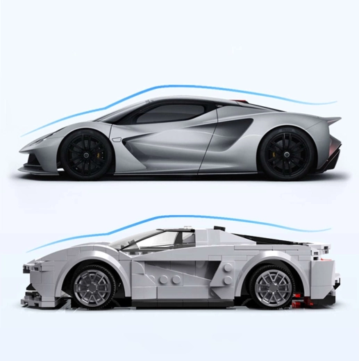 Stavebnice CaDA RC sportovní auto LOTUS Evija, šedé, 308 dílků, Dual Mode