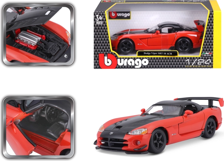 Bburago Dodge Viper SRT 10 ACR červeno-černý model auta 1:24