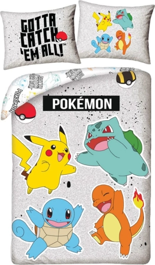 Dětské povlečení Pokémon šedé 140 × 200 cm