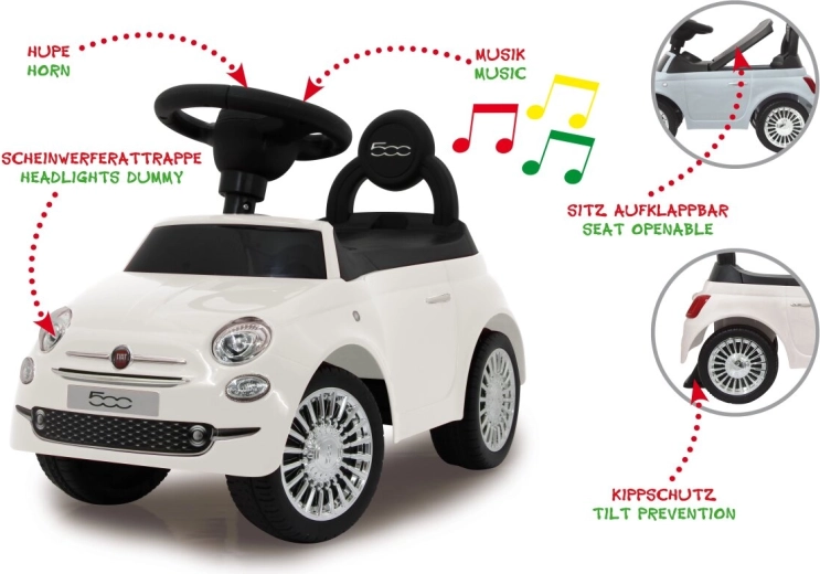 Jamara odrážedlo a chodítko Fiat 500 2v1 bílé