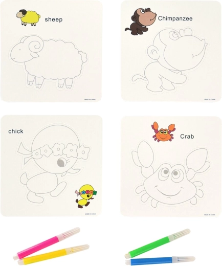 Kreativní sada obrázky zvířátka s fixy 10 × 10 cm