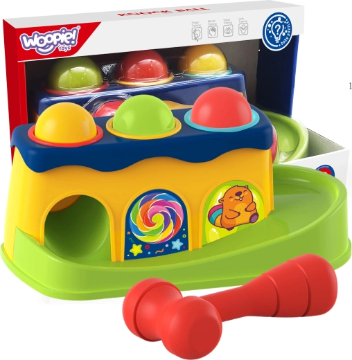 Woopie Dětská Barevná Průchozí Hračka s Kladívkem Montessori