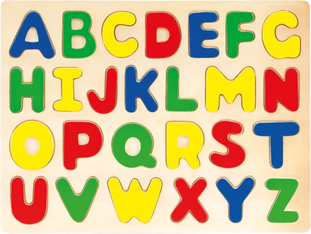 Dřevěné vkládací puzzle abeceda pro děti Bino