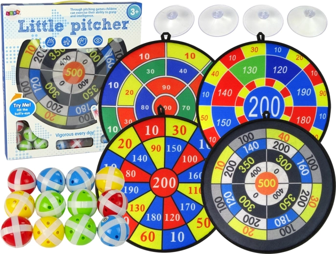 Dětská sada šipek s terči 36 cm a míčky na suchý zip