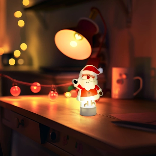 LED vánoční dekorace Mikuláš s teplým bílým světlem na baterie