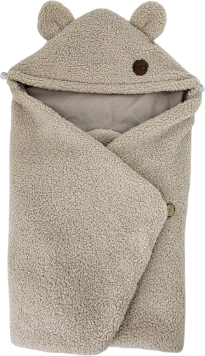EKO zavinovací fusak do autosedačky bouclé s bavlnou dark beige 110 × 100 cm – Dark Beige