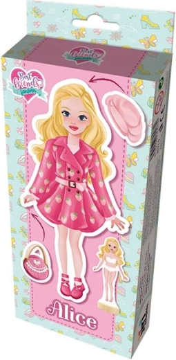 magnetické oblékací panenky alice s dřevěným podstavcem