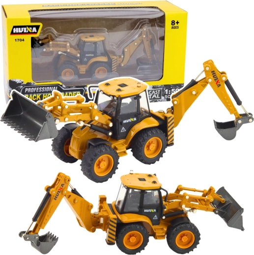 Kovový model rypadlonakladače Huina ve žlutém provedení 1:50