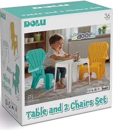 Dolu bílý dětský stolek se 2 židličkami