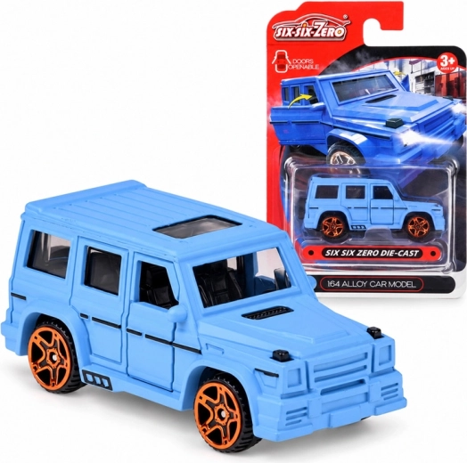 Kovové terénní autíčko s otevíracími dveřmi v měřítku 1:64