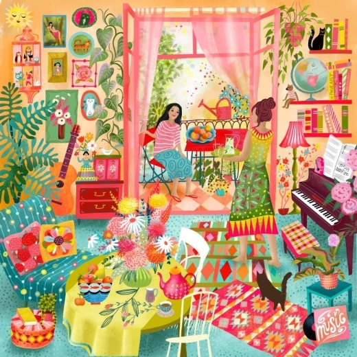 Čtvercové puzzle Hudební pokoj s balkonem 1000 dílků