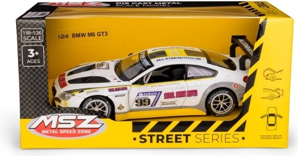 MSZ BMW M6 GT3 závodní model auta 1:24 bílý