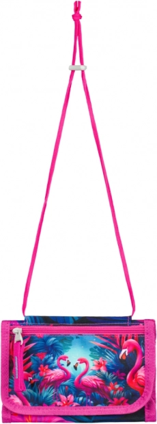 peněženka na krk s motivem plameňáků