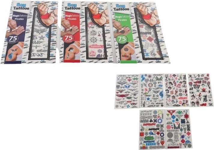 Magic Tattoos smývatelné dočasné tetování piráti pro kluky (75 ks)
