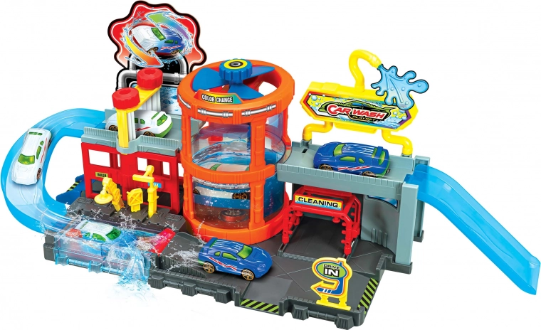 Myčka aut s autem měnícím barvu – hračka pro děti
