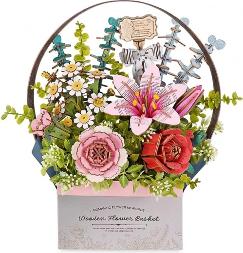 RoboTime 3D dřevěná skládačka Květinový Košík