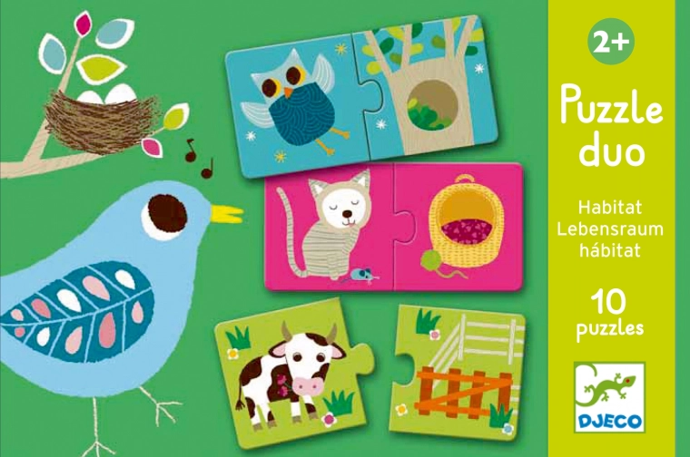 DJECO Zvířecí domečky puzzle 12x2 dílků