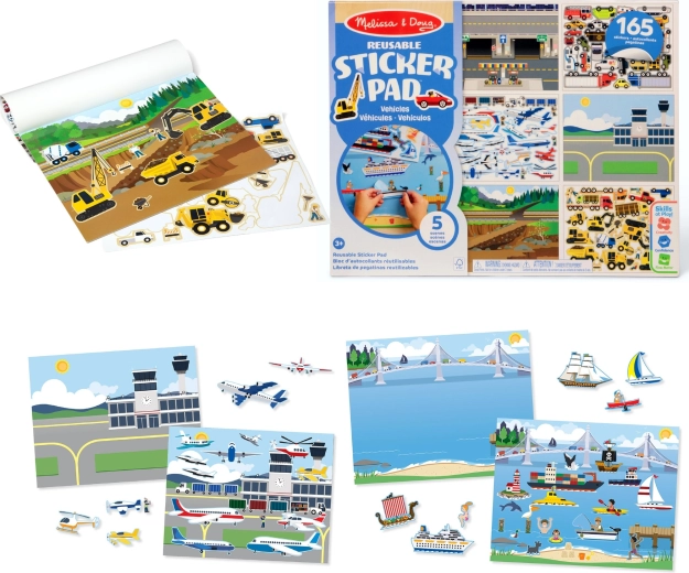 Melissa & Doug opakovaně použitelné samolepky Vozidla
