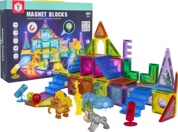 Magnetická stavebnice 3D ZOO, 64 dílů