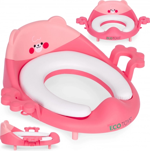 Dětské toaletní sedátko s madly a měkkým polstrováním, růžové, EcoToys