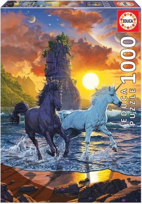 EDUCA puzzle jednorožci na pláži – 1000 dílků