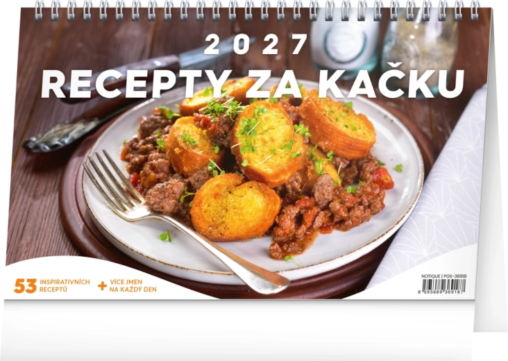 Stolní kalendář Recepty za kačku 2027, 23,1 × 14,5 cm