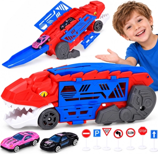 Rozkládací auto dinosaurus 2 v 1 s garáží a vystřelovačem