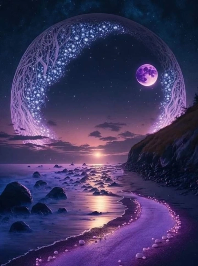 Diamantové malování Ametystová záře 30 × 40 cm