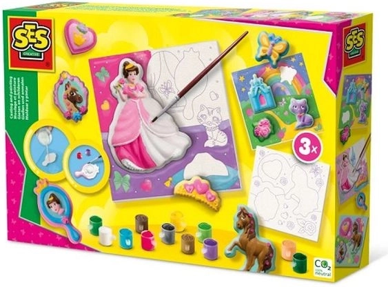SES kreativní sada: sádrové odlitky a plátna k malování princezen