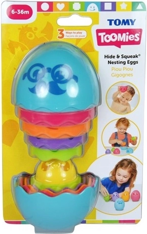 Tomy Toomies schovávací a pískací vkládací vajíčka (modré pouzdro)