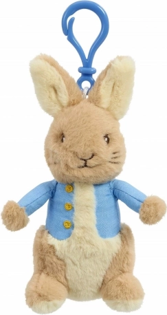 Plyšová klíčenka králíček PETR s modrým klipem 13 cm