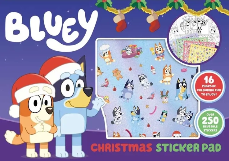 Sada vánočních omalovánek se samolepkami Bluey