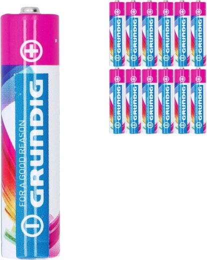 Alkalické baterie Grundig aaa lr03 1,5 v – sada 12 ks (výprodej, expirace 2024)