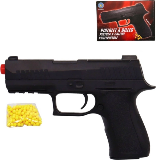 Dětský kuličkový revolver 20 cm černý se střelivem - 1 kus