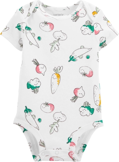 Carter’s dětské body s krátkým rukávem Ivory Vegetables, dívčí, vel. 56