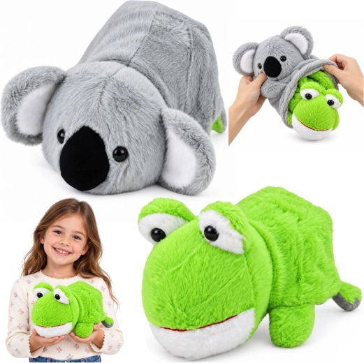 Oboustranná plyšová hračka koala a žába 2 v 1 25 cm