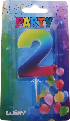 Párty svíčka číslo 2 duhová