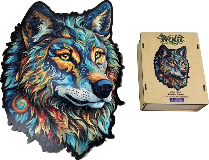 Dřevěné puzzle vlk