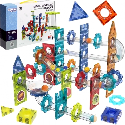 Woopie magnetické stavebnice 3D – vzdělávací kuličková dráha 113 ks
