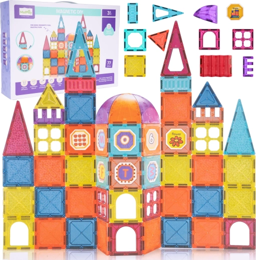 Magnetické 3D stavebnice – 77 dílů