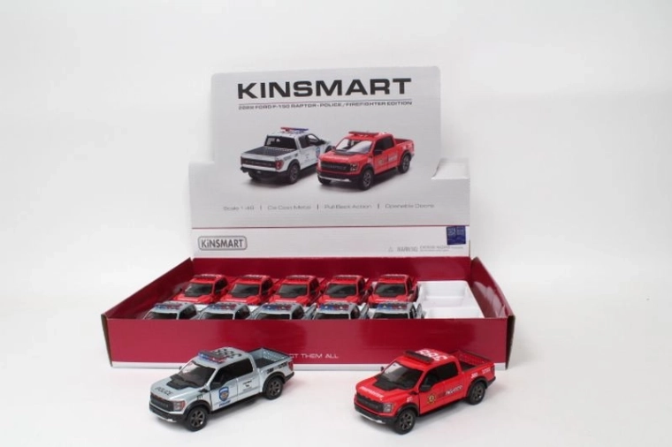 Model Ford F-150 Raptor 1:46 – policejní/hasičský pick-up s pull-back