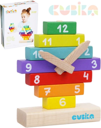Cubika dřevěné magnetické navlékací hodiny - 10 dílků