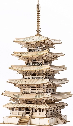 3D dřevěné puzzle pětipatrová pagoda