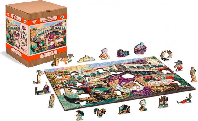 Dřevěné puzzle WOODEN CITY Benátský karneval 2v1, 300 dílků